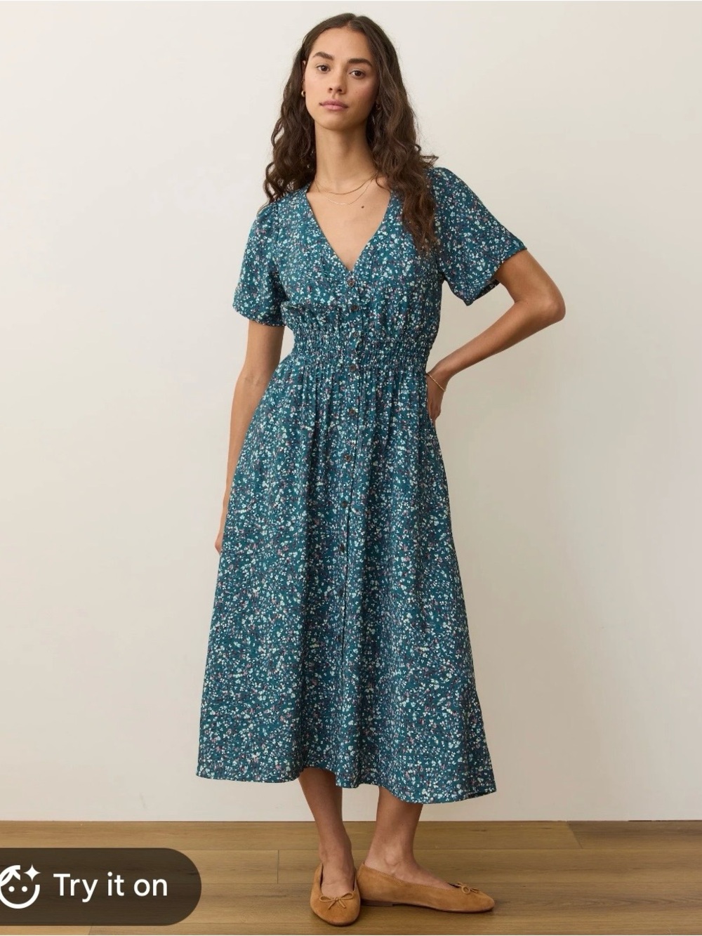 Marine Layer Annika floral print midi dress size M